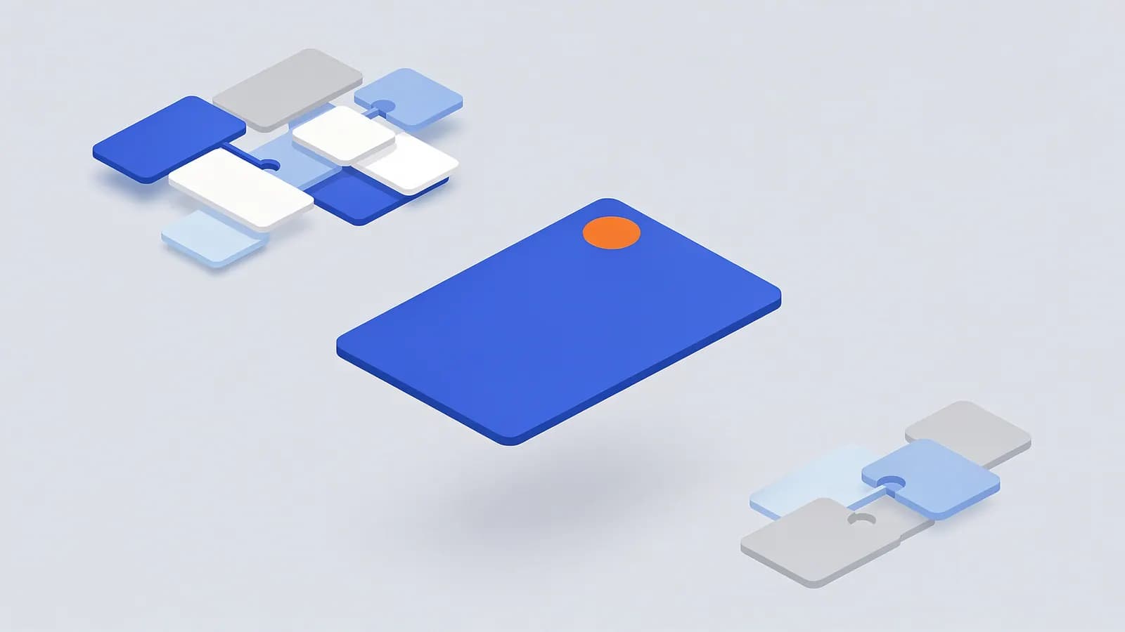 A floating rectangle with a dot, isolated from two clusters of interconnected puzzle pieces, illustrating an orphan page.