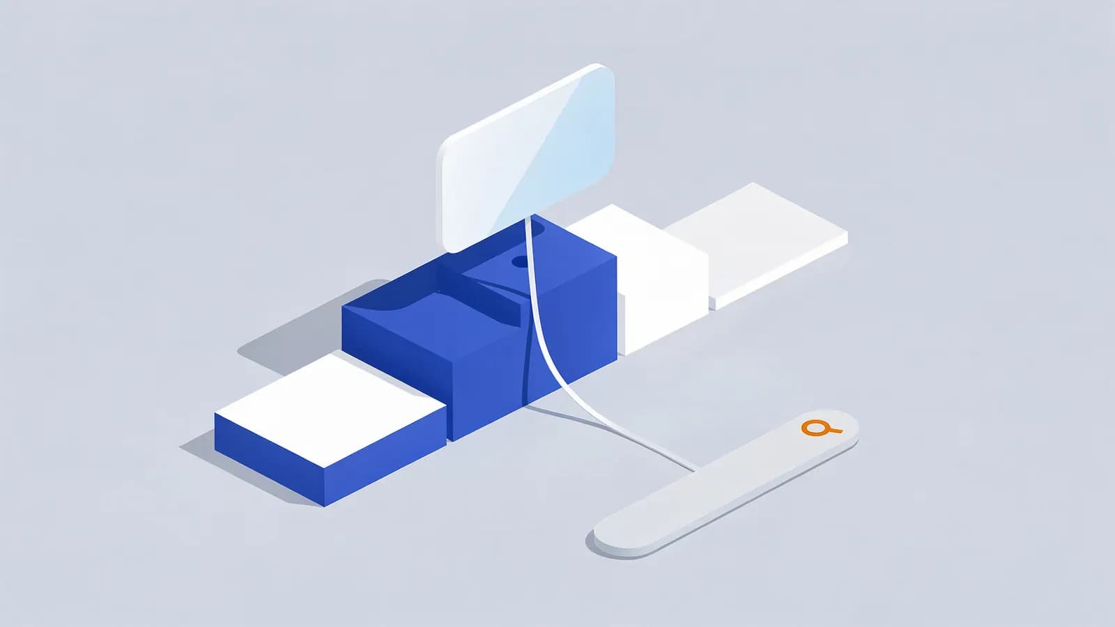 A snippet-like screen sits atop the highest podium block, linked to a search bar, illustrating position zero.