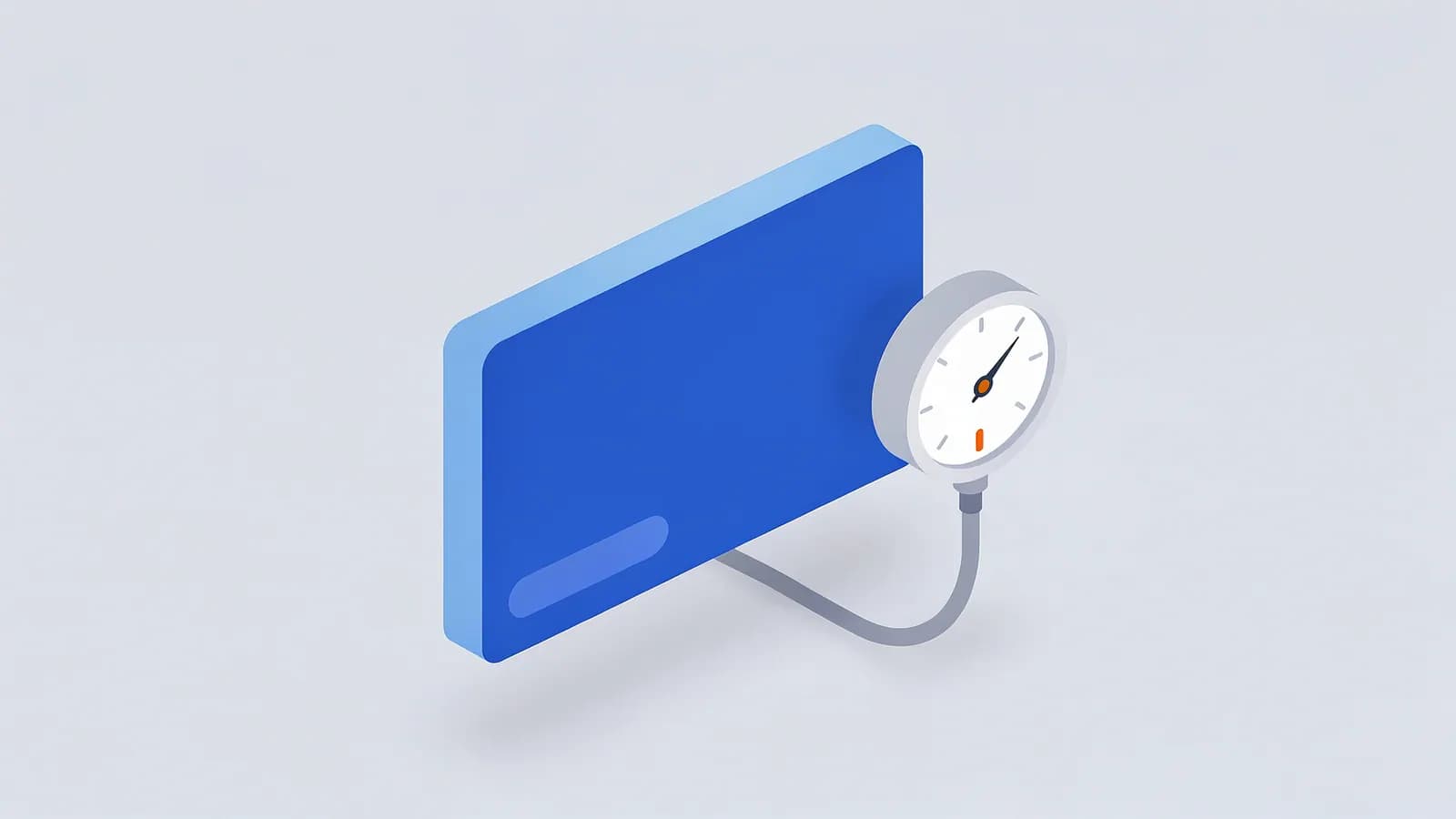 A rectangular block connected to a pressure gauge measuring its URL Rating.