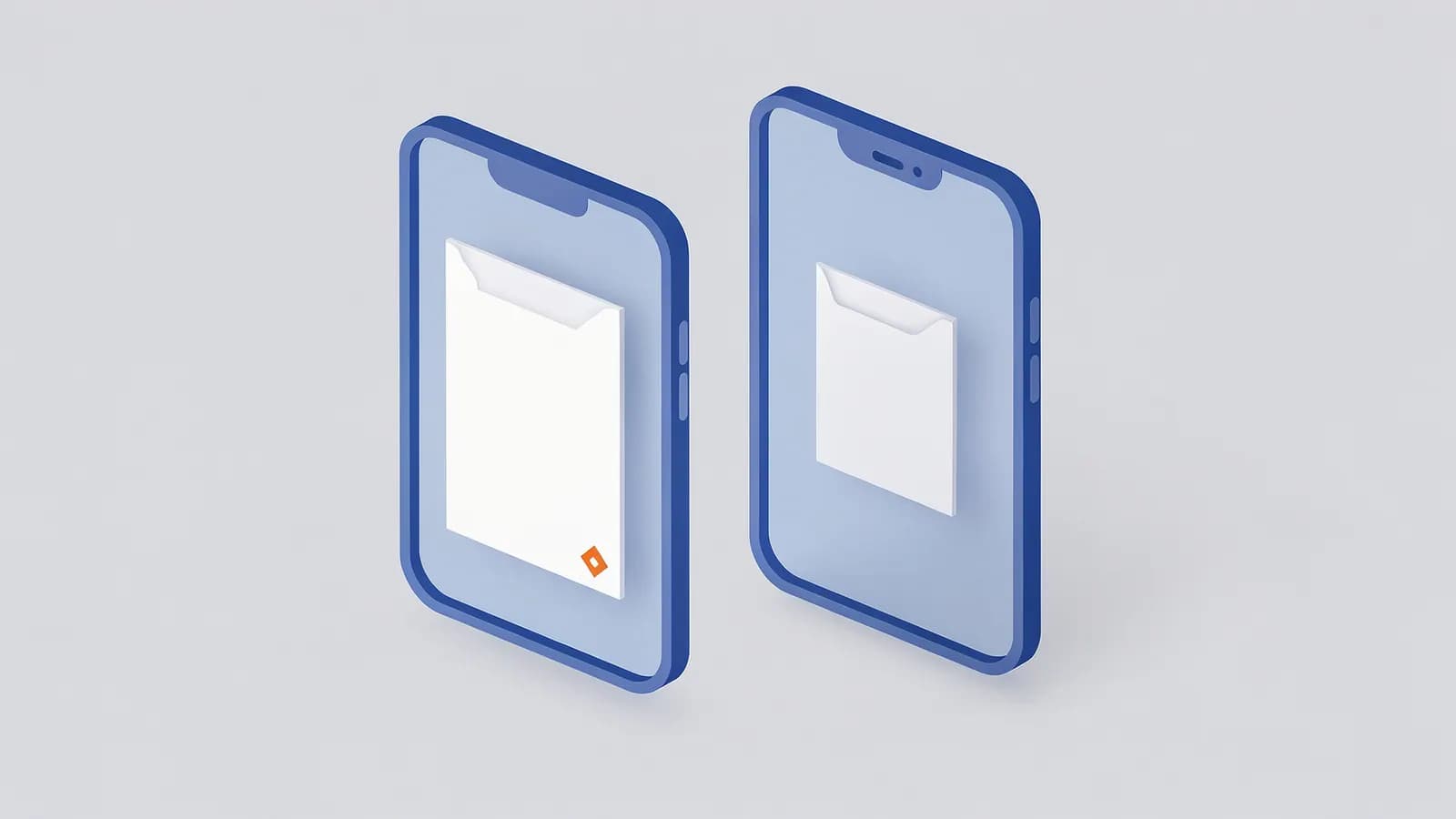 Two smartphones showing documents scaled differently for each device, illustrating the viewport meta tag.