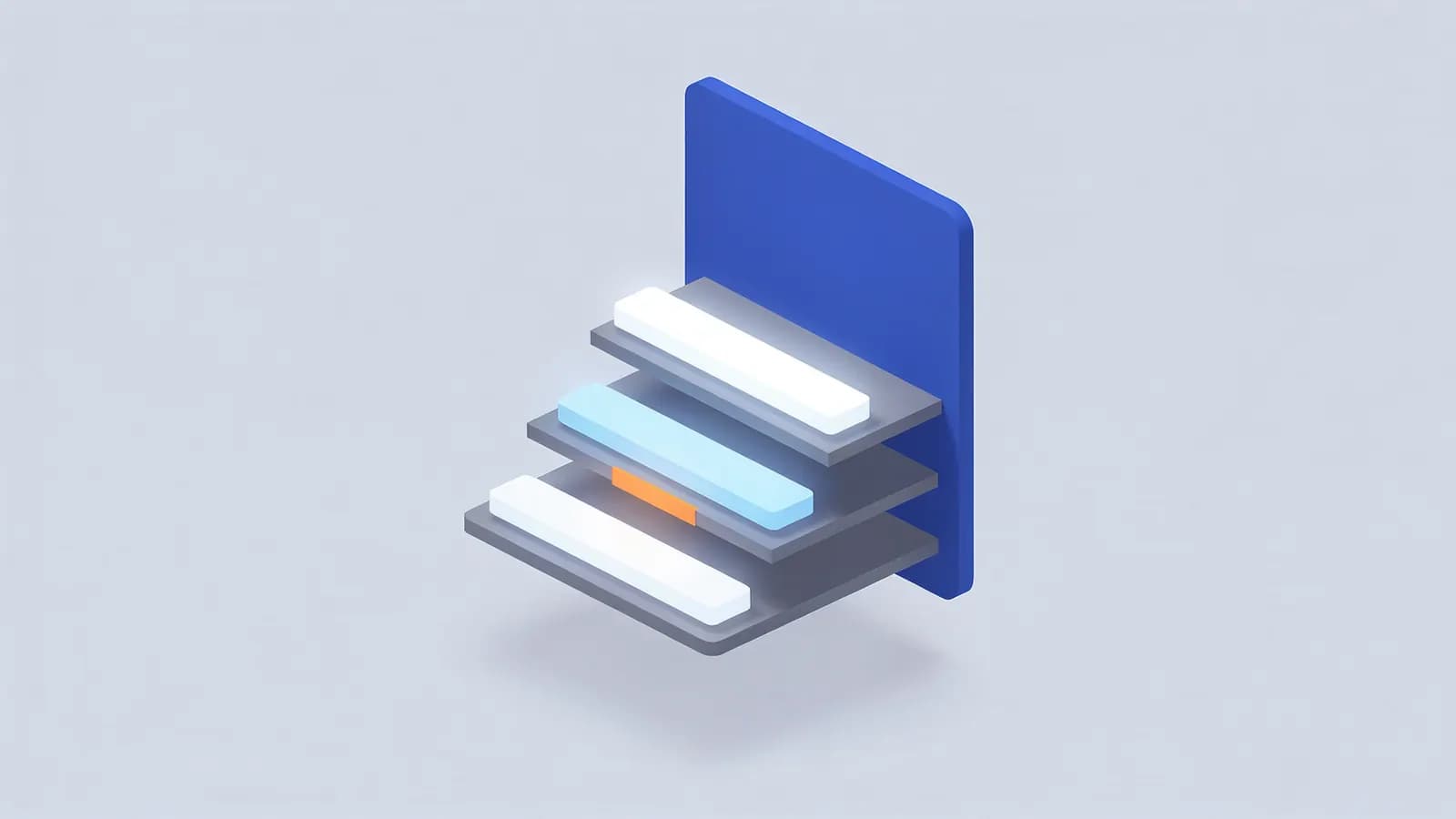 Stacked content blocks on a blue background, with the prominent glowing top block illustrating header tags.