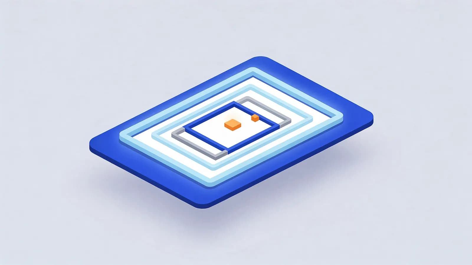 Nested rectangular frames, ending in an orange square and a smaller rectangle, illustrate heading hierarchy.